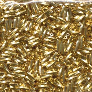Miyuki Bugle Beads Stäbchen gedreht 6mm 0191 24 Karat plated Gold ca10gr